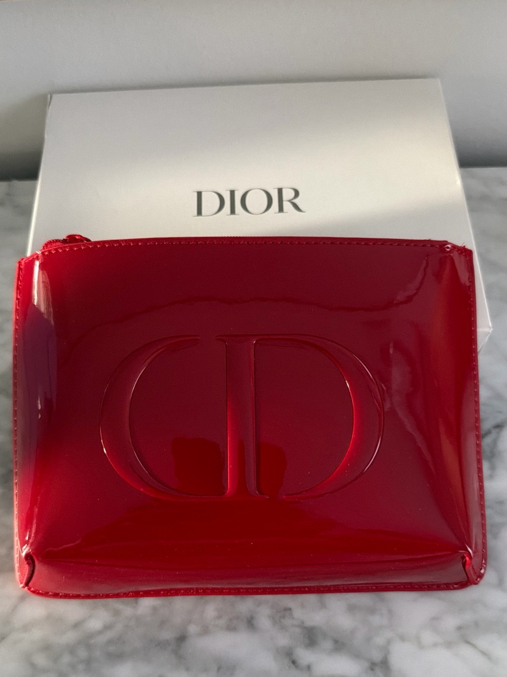 Dior Glossy Red Patent CD/ makeup Pouch